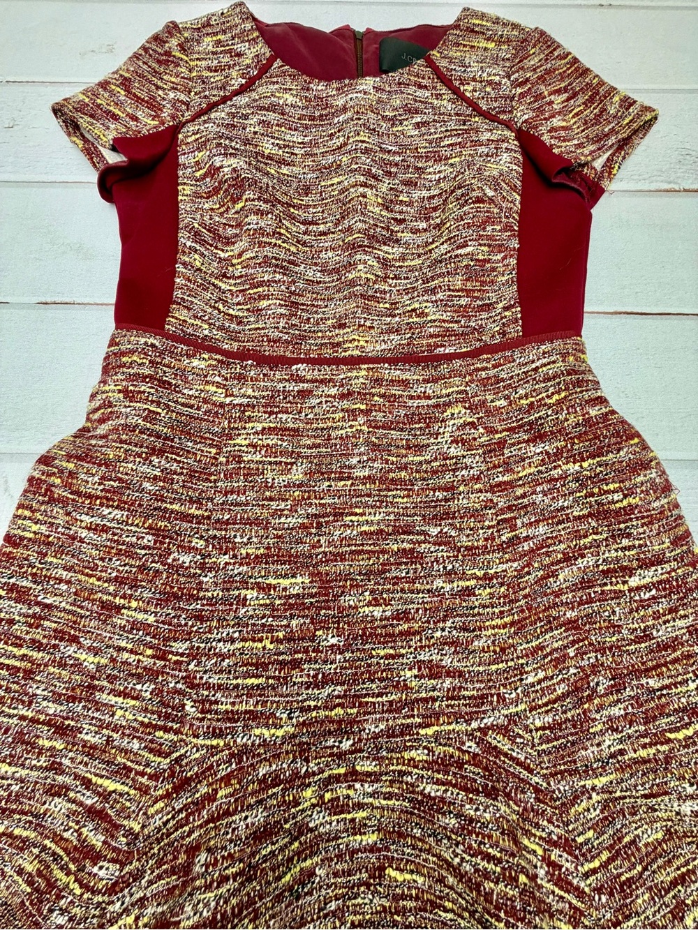 J.Crew Mixed Tweed Metallic Bouclé Fit & Flare Dress 4 Autumn Wedding Guest - Picture 3 of 9